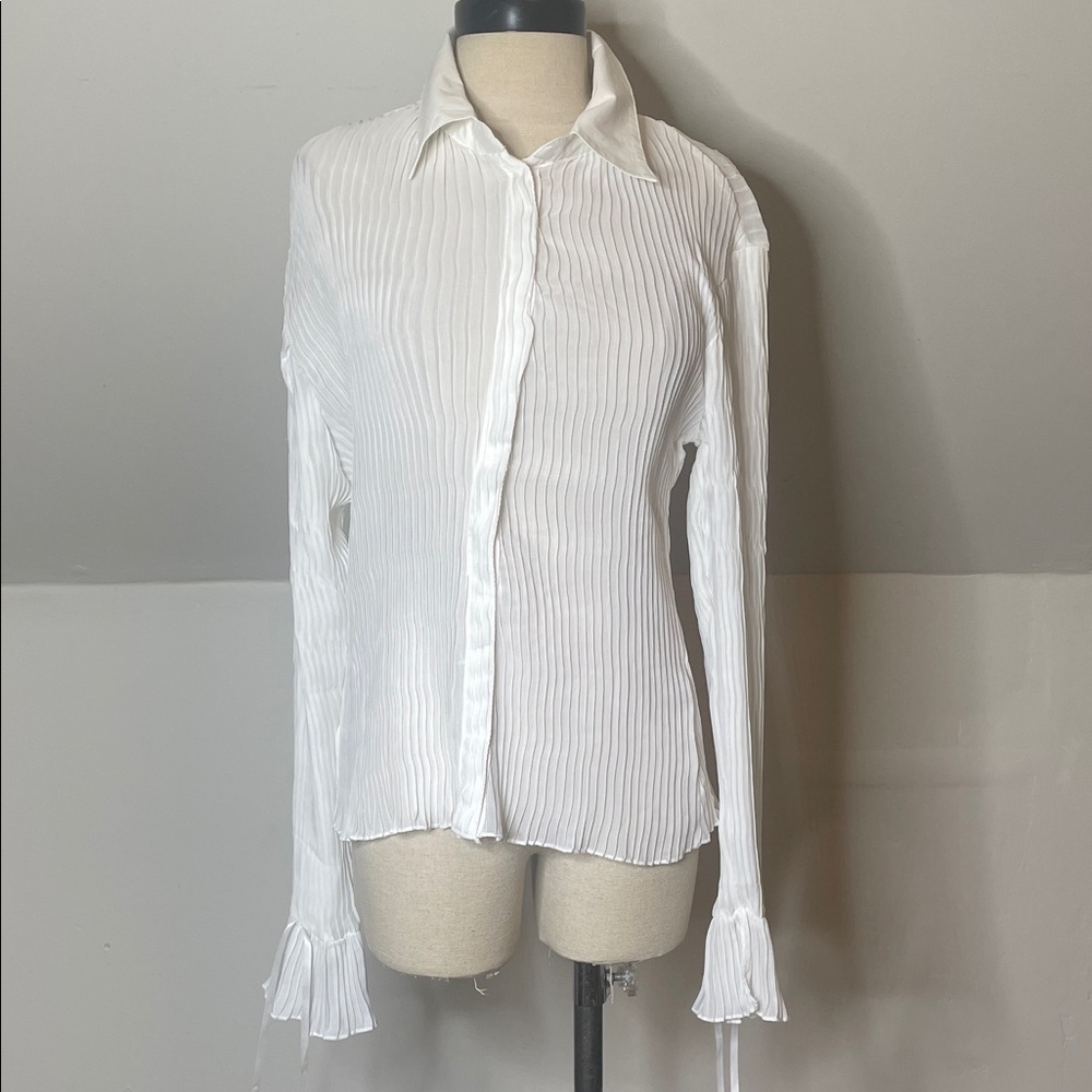 Omoone Elegant White Women's Blouse Top Size Large